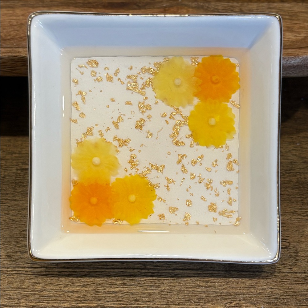 Handmade Floral Resin Trinket Dish